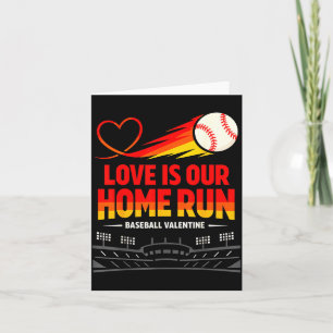 Liefde is thuis run komische baseball valentijnsda kaart