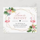 Liefde is Tropische Flamingo Wedding New Date Briefkaart (Voorkant)