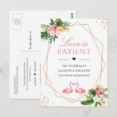 Liefde is Tropische Floral Flamingo Geometric Briefkaart (Voorkant / Achterkant)