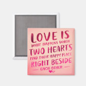 Liefde is twee harten, roze magneet (Voorkant / Achterkant)