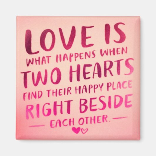 Liefde is twee harten, roze magneet (Voorkant)