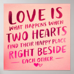 Liefde is twee harten, roze poster