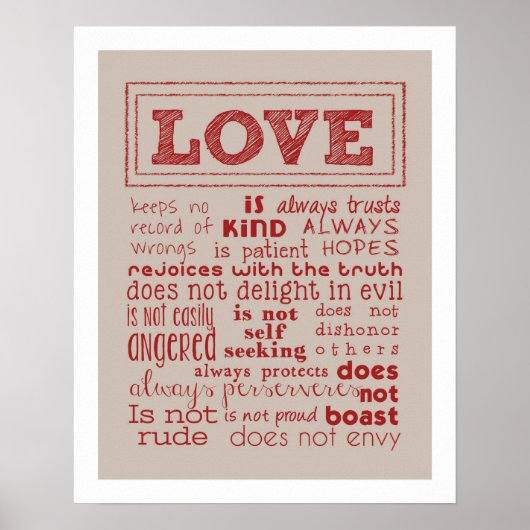 Liefde is..... Typografie Art Print (Voorkant)