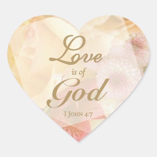 Liefde is van God Bleke Gele Roos Hart Sticker (Voorkant)