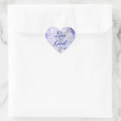 Liefde is van God Violet Blauwe Bloemen Hart Sticker (Tas)