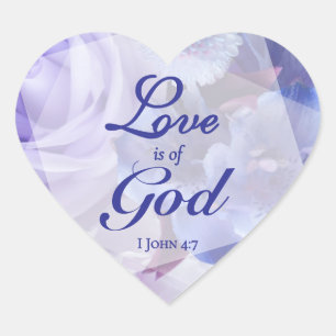 Liefde is van God Violet Blauwe Bloemen Hart Sticker