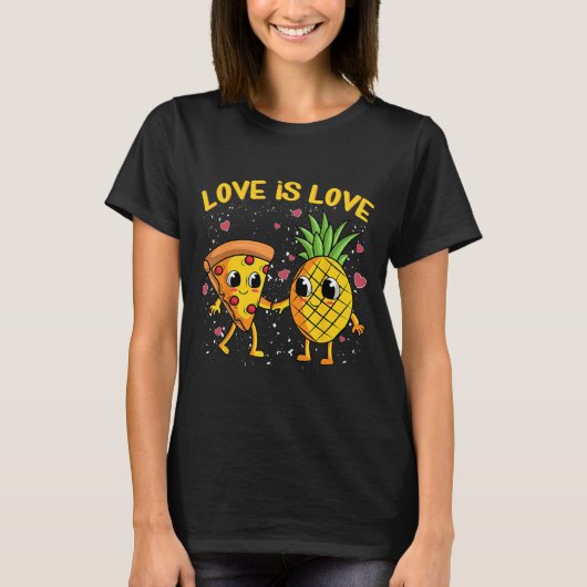 Liefde is verboden ananas Pizza T-shirt (Voorkant)