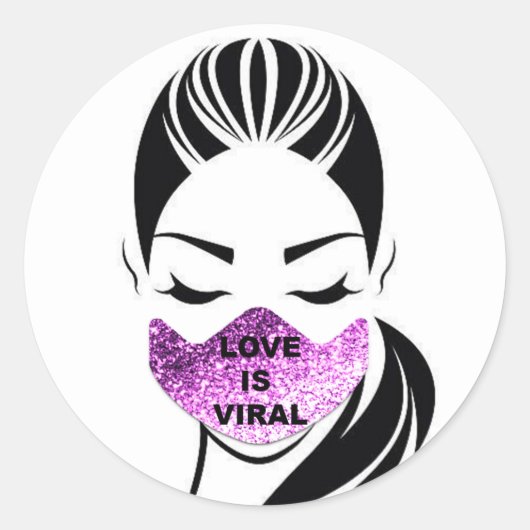 Liefde is viraal meisje coronavirus ronde sticker (Voorkant)