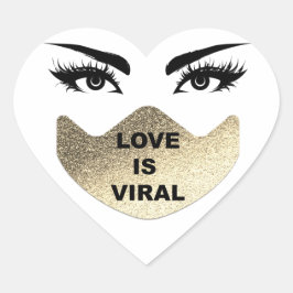 Liefde Is Viral Meisje Coronavirus Hart Goud Wit Sticker