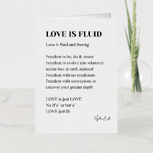 Liefde is vloeiende poëzie folie wenskaart