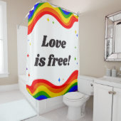 Liefde is Vrij: Regenboog Pride Douchegordijn (In situ)