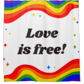 Liefde is Vrij: Regenboog Pride Douchegordijn (Voorkant)