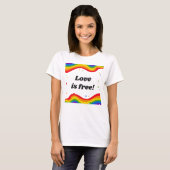 Liefde is Vrij: Regenboog Pride T-shirt (Voorkant volledig)