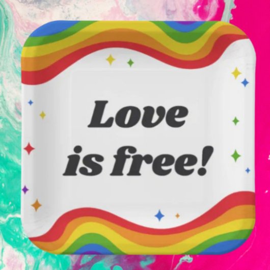 Liefde is Vrij: Regenboog Pride Vierkante Papieren Bordje
