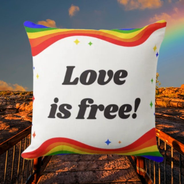 Liefde is Vrij: Regenboog Pride Worp Kussen (Creator heeft geüpload)