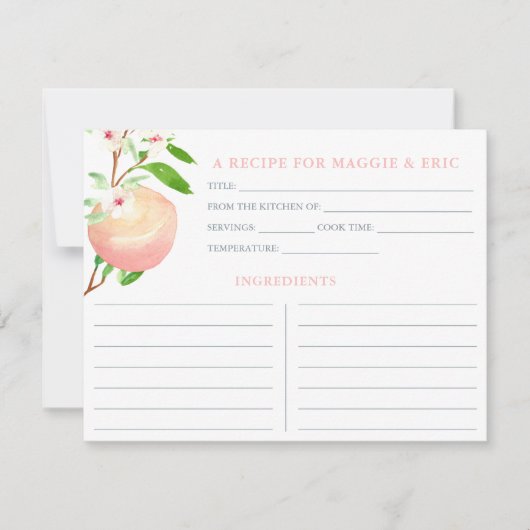 Liefde is zoet als een perzik doucherecept Kaarten (Voorkant)