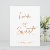 Liefde is Zoet Bord | Stijlvolle Gouden Roos Lette Kaart (Staand voorkant)