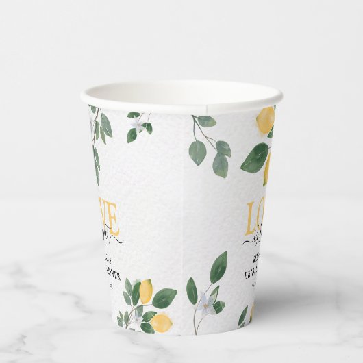 'Liefde is Zoet' Citroen & Groene Bruiloft Feestje Papieren Bekers (Rechts)