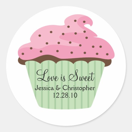 Liefde is zoet - Cupcake Ronde Sticker (Voorkant)