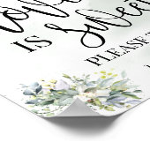 Liefde is zoet dessert tafel trouw eucalyptus poster (Hoek)