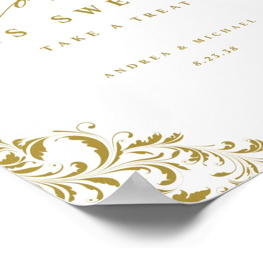 Liefde is zoet Elegant Gouden Bloei Huwelijksbord Poster (Hoek)