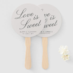Liefde Is Zoet Elegant Grijs Bruiloft Handwaaier