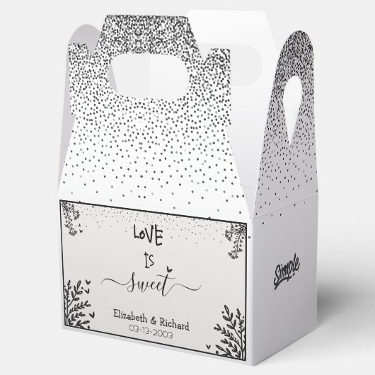 Liefde is Zoet Elegant Zwart en Wit Bloemmotief Bedankdoosjes (Geopend)