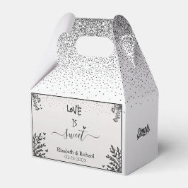 Liefde is Zoet Elegant Zwart en Wit Bloemmotief Bedankdoosjes