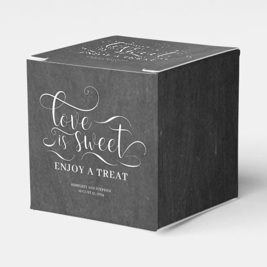 Liefde is zoet Geniet van een traktatie bruiloft Bedankdoosjes (Voorkant Zijde)