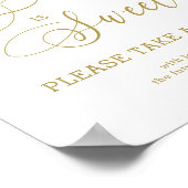 Liefde is Zoet Goud Calligrafie Roze Bloemen Poste Poster (Hoek)