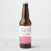 Liefde Is Zoet Goud & Roze Agaat Steen Bruiloft Bier Etiket (Voorkant)