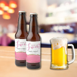 Liefde Is Zoet Goud & Roze Agaat Steen Bruiloft Bier Etiket