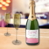 Liefde Is Zoet Goud & Roze Agaat Steen Bruiloft Sparkling Wijnetiket