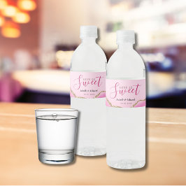 Liefde Is Zoet Goud & Roze Agaat Steen Bruiloft Waterfles Etiket