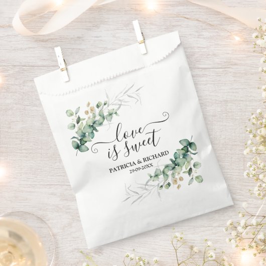 Liefde is zoet groen Eucalyptus bruiloft Bedankzakje (Geknipt)