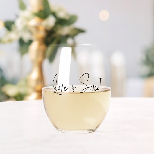 Liefde is Zoet Handgeschreven Script Wijnglas Zonder Voet (Insitu (Huwelijk))