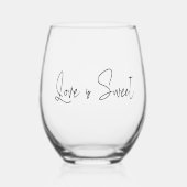 Liefde is Zoet Handgeschreven Script Wijnglas Zonder Voet (Voorkant)
