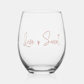 Liefde is Zoet Handgeschreven Script Wijnglas Zonder Voet (Voorkant)