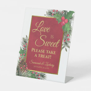 Liefde is Zoet Holly & Pine Trouw Neem een Traktat Reclamebord Met Voetstuk