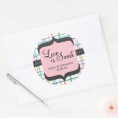 Liefde is zoet - Kleurrijk Plaid Ronde Sticker (Envelop)