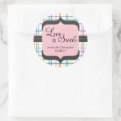 Liefde is zoet - Kleurrijk Plaid Ronde Sticker (Tas)