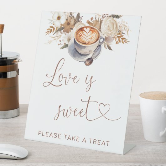 Liefde is zoet koffie Vrijgezellenfeest Reclamebord Met Voetstuk (Insitu)