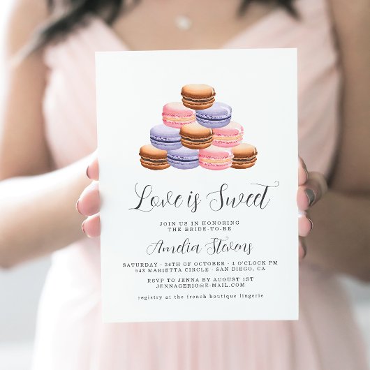Liefde is zoet (Macaron) | Bridal Shower-uitnodigi Kaart