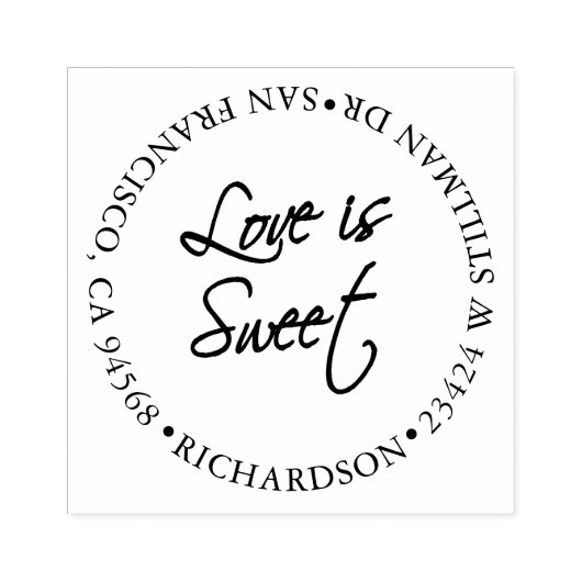 Liefde is zoet met adres rubberstempel (Afrduk)