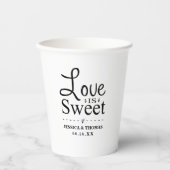 Liefde is zoet! Modern zwart-wit huwelijk Papieren Bekers (Voorkant)