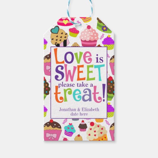 Liefde Is Zoet Neem Een Behandeling Cadeaulabel (Voorkant)