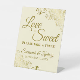 Liefde is zoet, neem een traktatie Gouden kant Ivo Reclamebord Met Voetstuk
