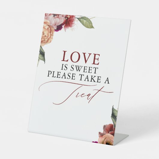 Liefde is zoet Neem een traktatie - herfst bruilof Reclamebord Met Voetstuk (Voorkant)