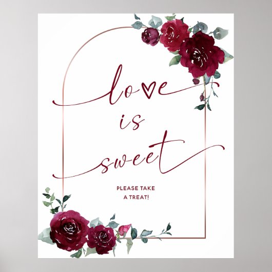 Liefde is zoet Neem een traktatie teken Poster (Voorkant)