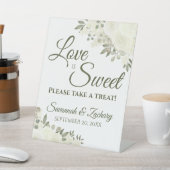 Liefde is zoet Neem een traktatie White Roses Wedd Reclamebord Met Voetstuk (Insitu)